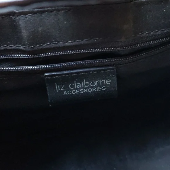 LIZ CLAIBORNE Hand Bag Faux Alligator/Croc Patent Leather Black - Picture 8 of 10